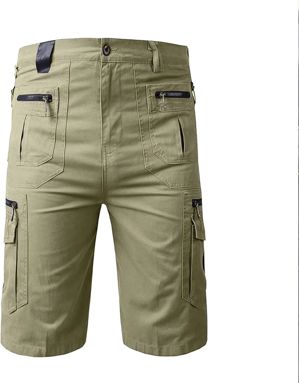 Muscularfit Casual Shorts for Men 2023 Buckle Zipper Cotton Cargo Shorts Multi Pockets Regular and Big & Tall Tooling Shorts