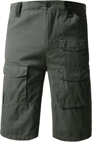 Muscularfit Cotton Mens Shorts Regular Big and Tall Multi Pockets Cargo Shorts 7" Inseam Summer Casual Sport Tooling Shorts