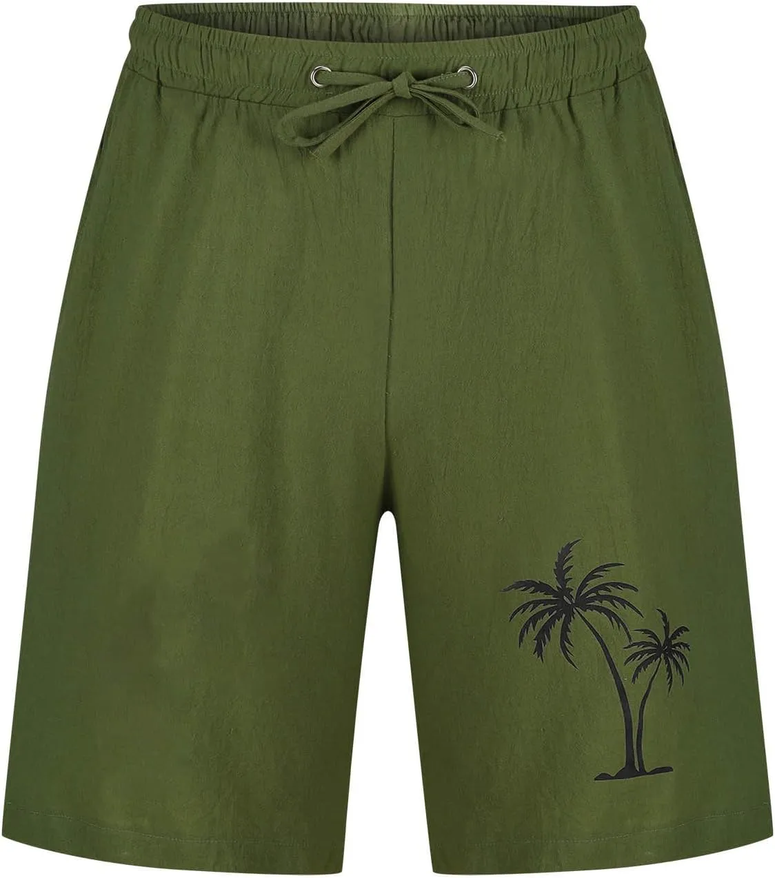 Muscularfit Men Linen Shorts Elastic Waist Drawstring Cotton Linen Shorts with Pockets Loose Fit Outdoor Summer Beach Shorts