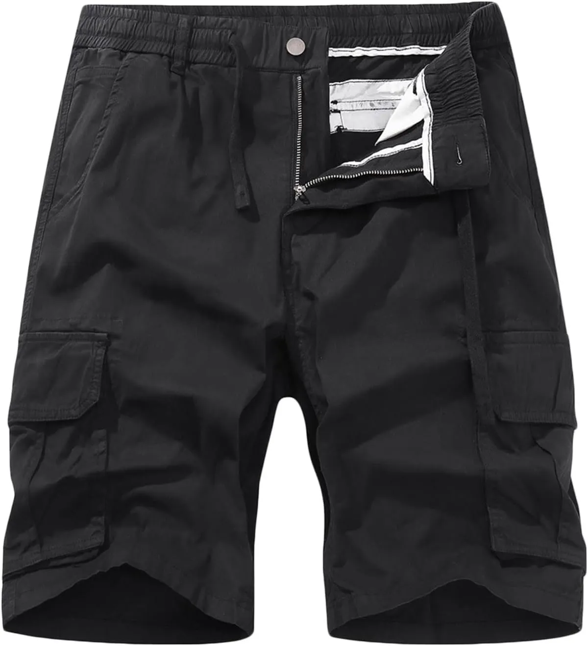 Muscularfit Men Shorts Cotton Drawstring Elastic Waist Cargo Shorts Multi Pockets Casual Work Utility Shorts Outdoor Fashion
