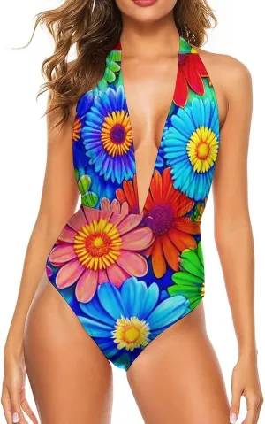 One Piece Swimsuit for All Women, High Cut Low Back Swimming Suit Monokini