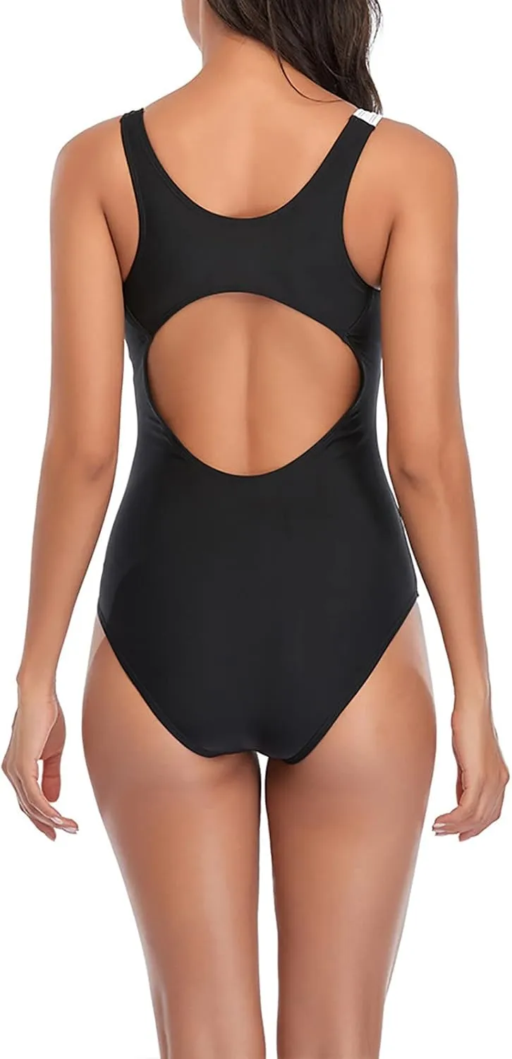 One Piece Swimsuit Women Modest Sporty Tummy Control High Cut Shaping Bathing Suits 1 Piece Swimwear for Everybody
