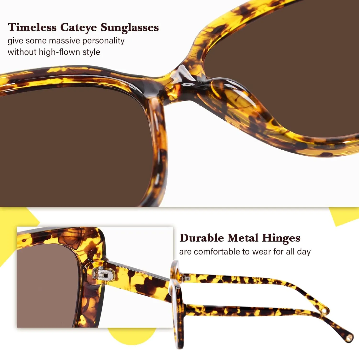OPTOFENDY Oversized Cat Eye Sunglasses for Women, Trendy Square Sun Glasses Shades UV Protection, OP2238