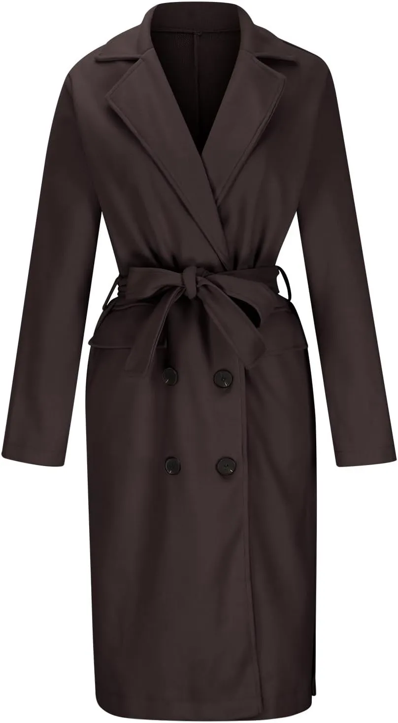 Overcoat for Women Open Front Knitted Sweater Winter Warm Outerwear Classic Lapel Overcoats Fashion Trench Coats
