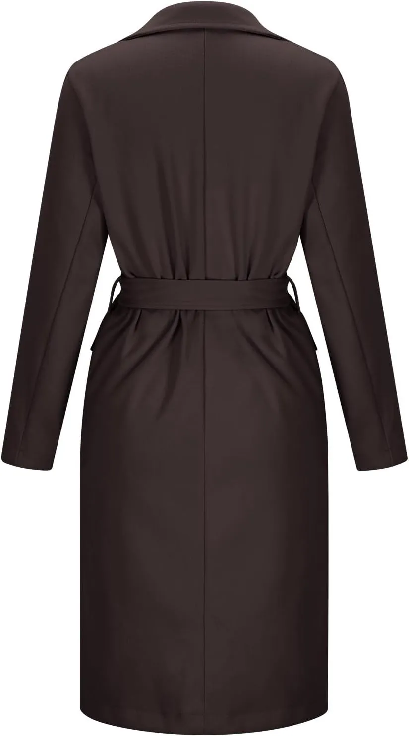 Overcoat for Women Open Front Knitted Sweater Winter Warm Outerwear Classic Lapel Overcoats Fashion Trench Coats