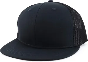Oversize 2XL Blank Plain Structured Mesh Back Flatbill Snapback Cap