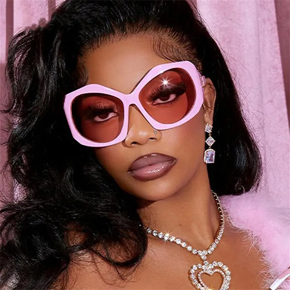 Oversized Irregular Cat Eye Sunglasses Women Vintage Pink Gradient Sun Glasses Female Shades Big Frame Eyewear