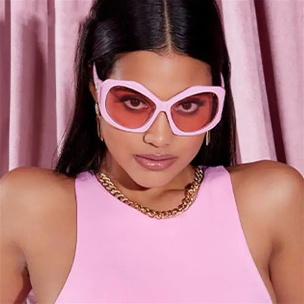 Oversized Irregular Cat Eye Sunglasses Women Vintage Pink Gradient Sun Glasses Female Shades Big Frame Eyewear