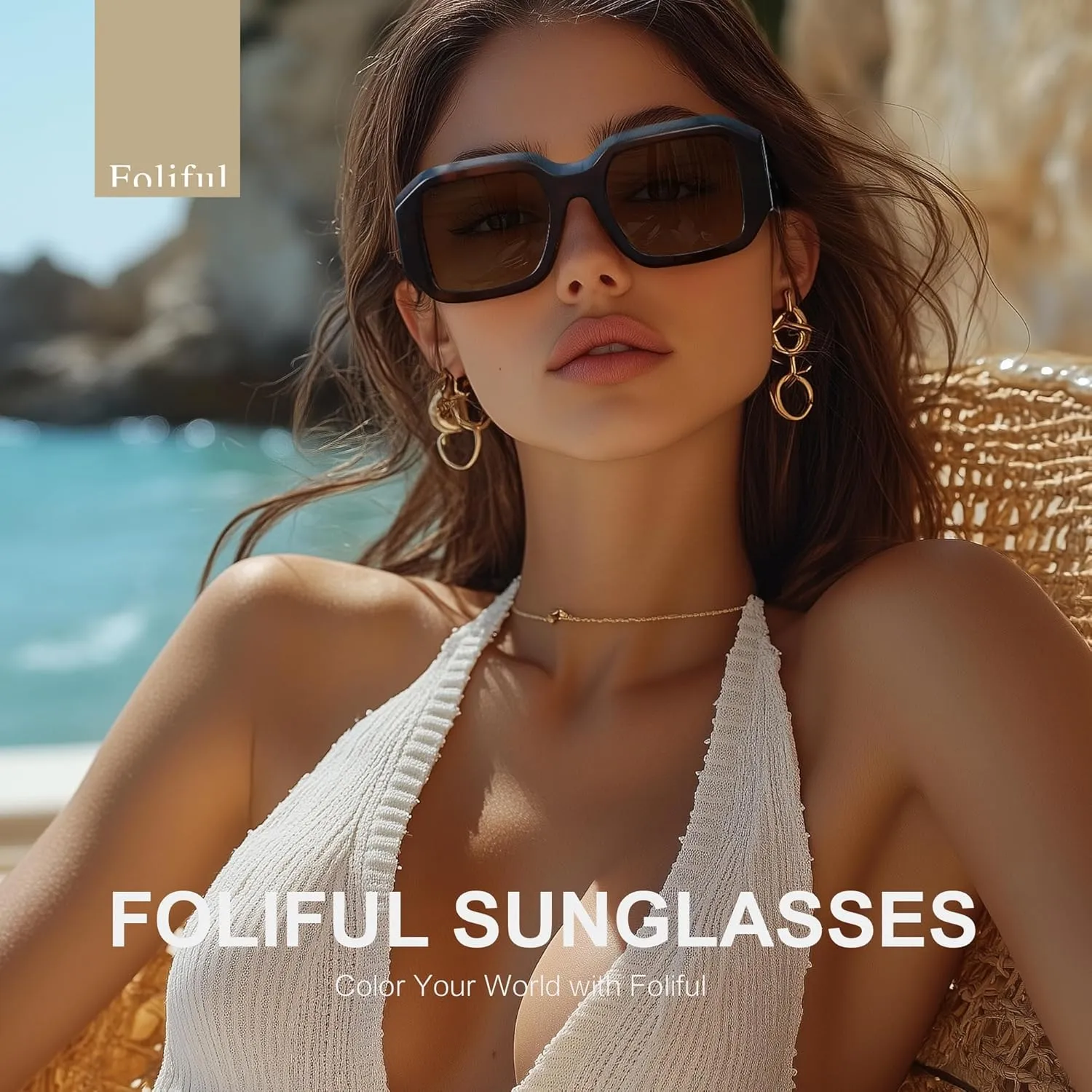 Oversized Polarized Sunglasses Womens Trendy Square Sunglasses for Women Sun Glasses UV400 Protection