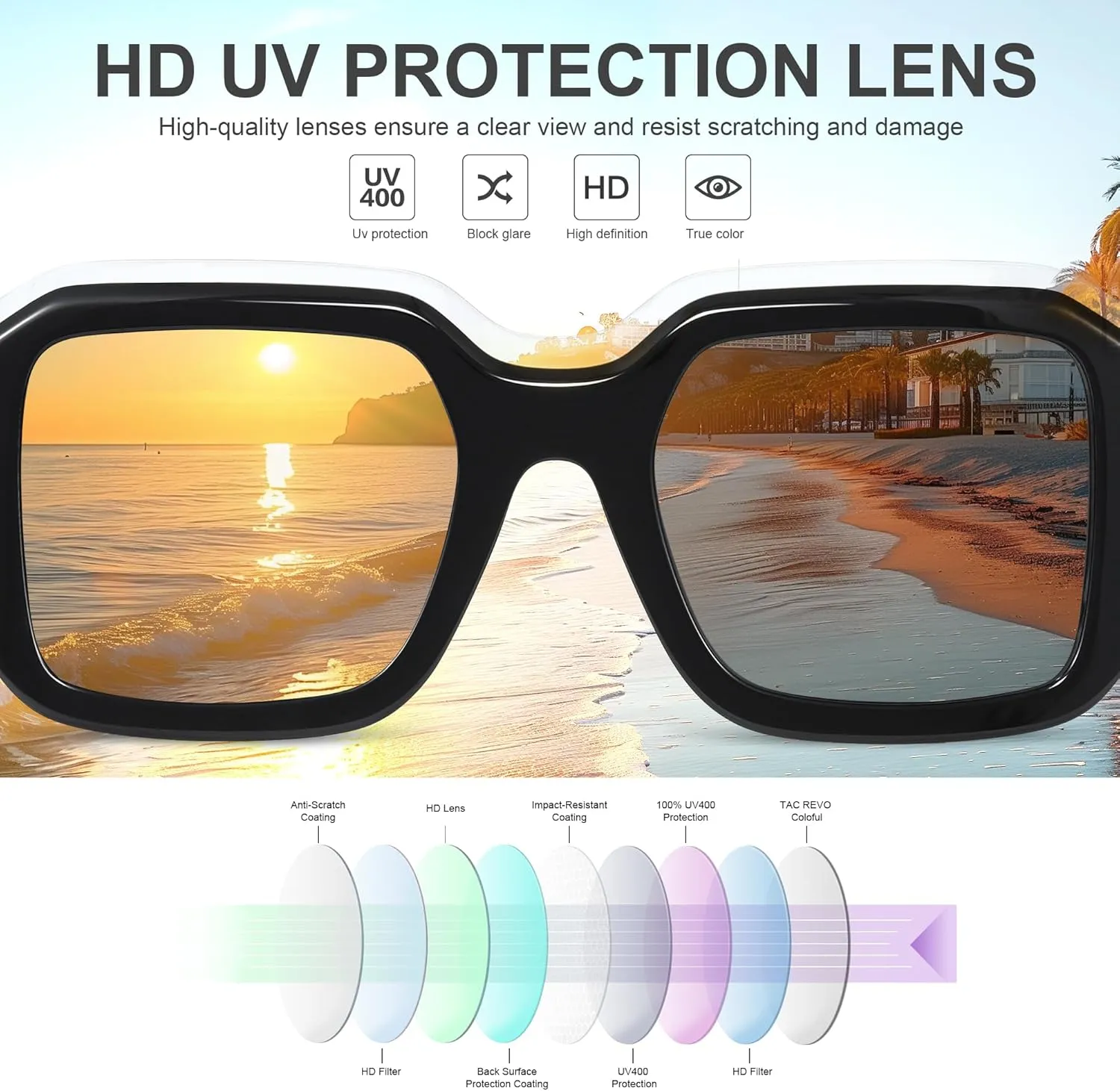 Oversized Polarized Sunglasses Womens Trendy Square Sunglasses for Women Sun Glasses UV400 Protection