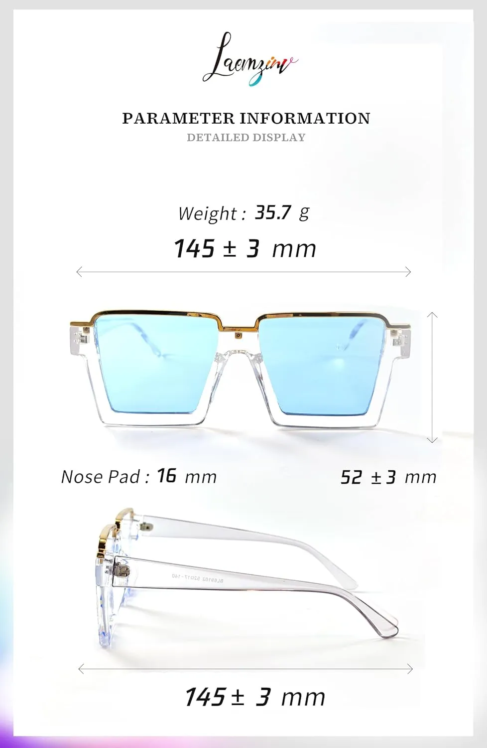 Oversized Square Blue Light Glasses for Women, Large Semi Rimless Thick Frame Reading Blocker LA044