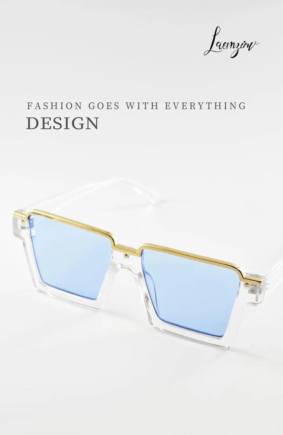 Oversized Square Blue Light Glasses for Women, Large Semi Rimless Thick Frame Reading Blocker LA044