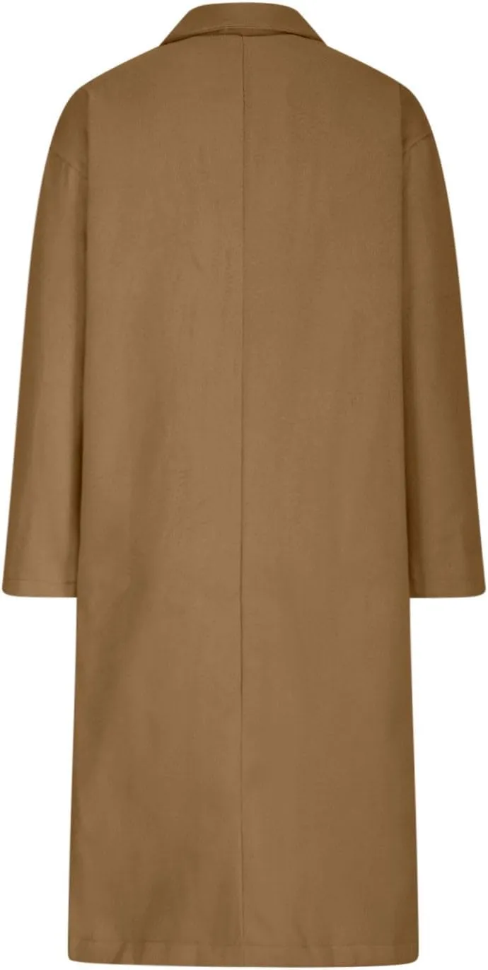 Pea Coats for Women Winter Wool Blend Camel Trench Coat Notch Lapel Double-Breasted Mid-Long Jacket Outwear