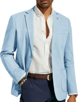 PJ PAUL JONES Mens Blazer Casual Cotton-Linen Sport Coat Lightweight 2 Button Unlined Suit Jackets