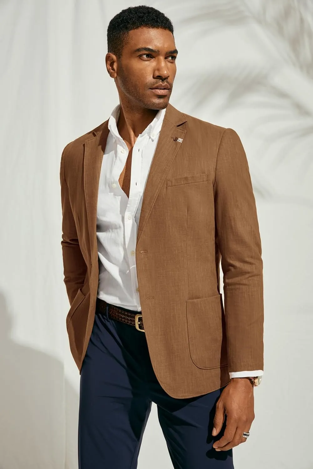 PJ PAUL JONES Mens Blazer Casual Cotton-Linen Sport Coat Lightweight 2 Button Unlined Suit Jackets