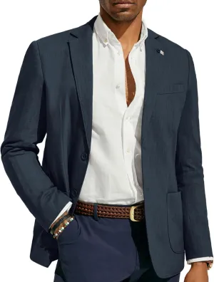 PJ PAUL JONES Mens Blazer Casual Cotton-Linen Sport Coat Lightweight 2 Button Unlined Suit Jackets