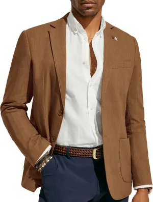 PJ PAUL JONES Mens Blazer Casual Cotton-Linen Sport Coat Lightweight 2 Button Unlined Suit Jackets