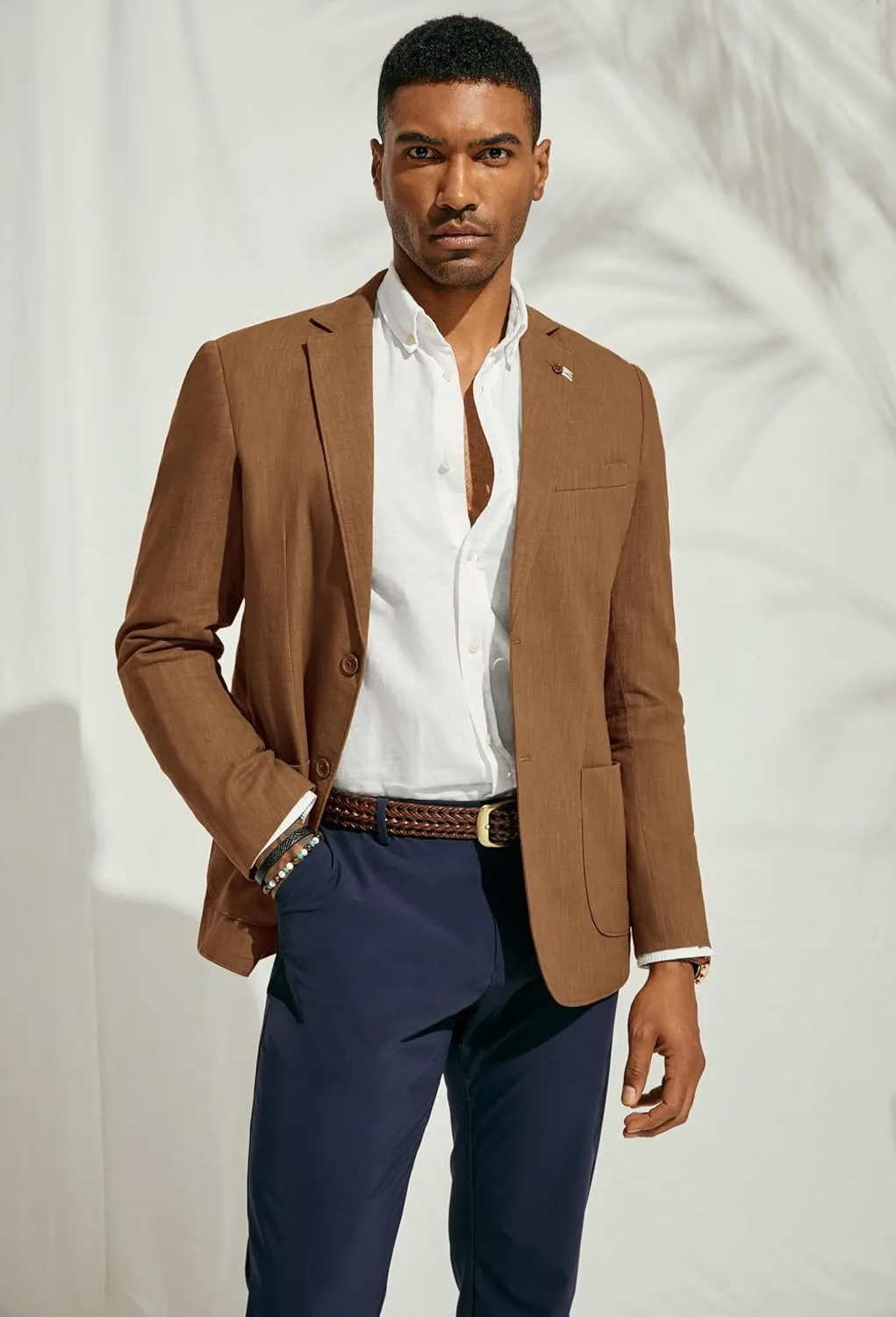 PJ PAUL JONES Mens Blazer Casual Cotton-Linen Sport Coat Lightweight 2 Button Unlined Suit Jackets