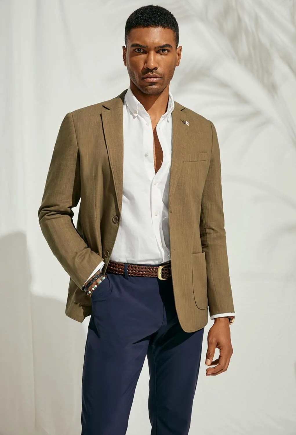 PJ PAUL JONES Mens Blazer Casual Cotton-Linen Sport Coat Lightweight 2 Button Unlined Suit Jackets