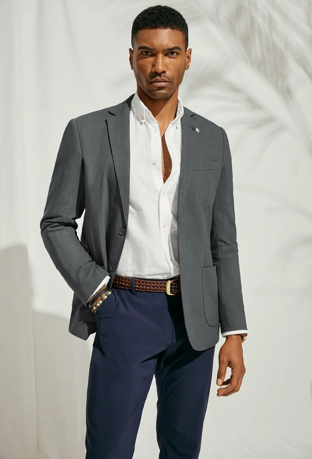 PJ PAUL JONES Mens Blazer Casual Cotton-Linen Sport Coat Lightweight 2 Button Unlined Suit Jackets