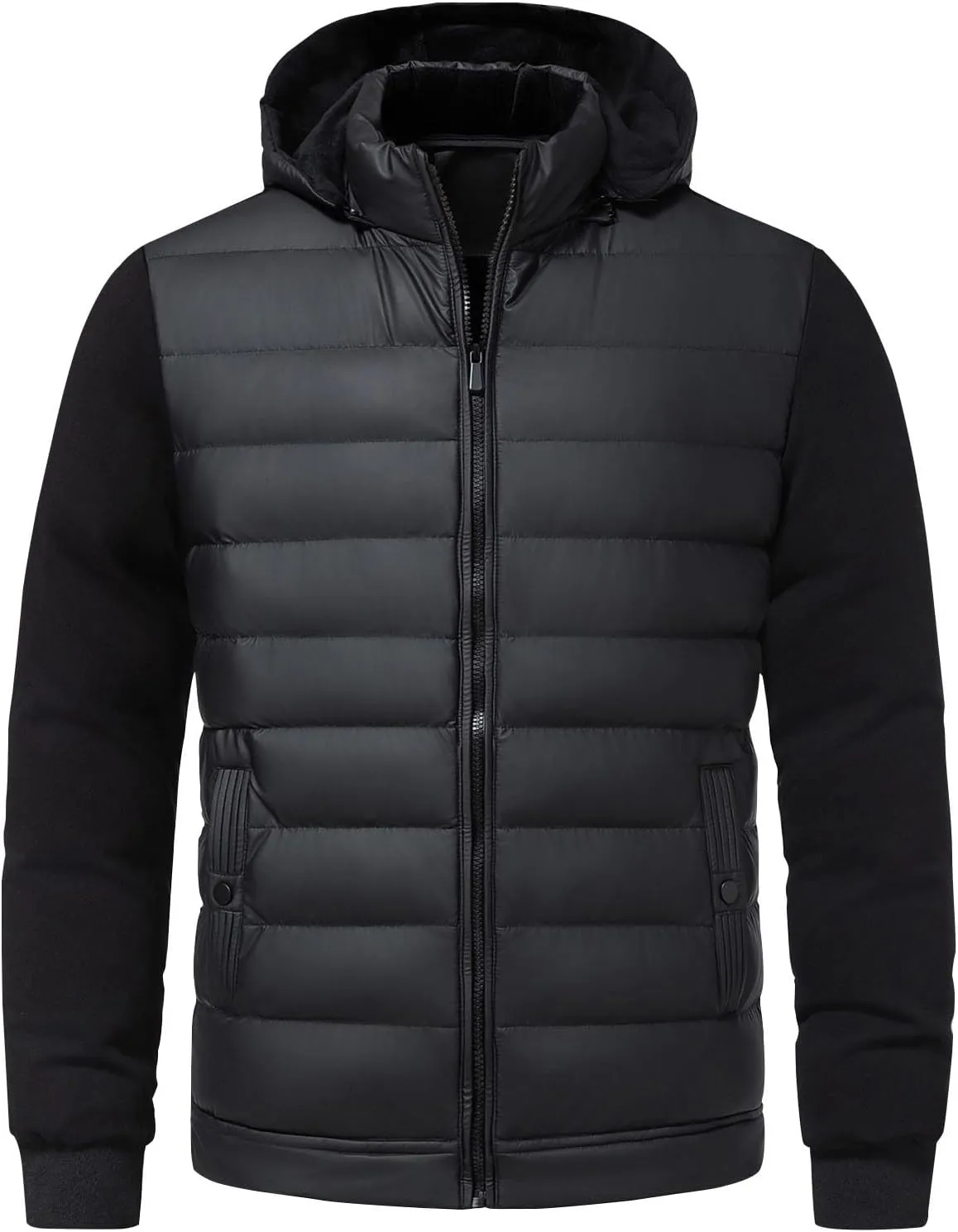 Plus Size Puffer Jacket Mens Hooded Down Jacket Patchwork Jackets Windproof Zipper Coat Winter Warm Cotton Jacke