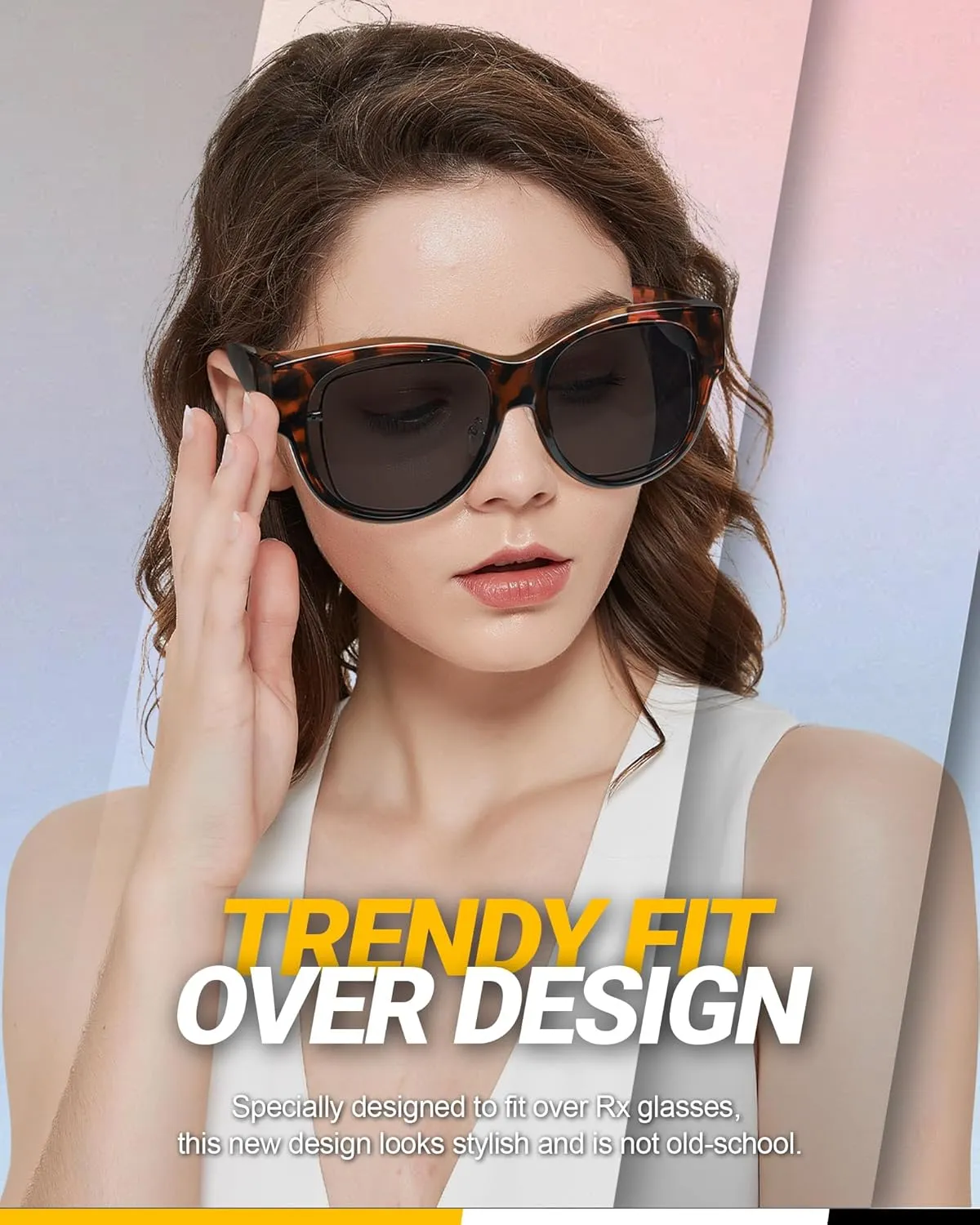 Polarized Fit Over Sunglasses for Women - Trendy Oversized Wear Over Glasses UV Protection for Driving IF5779