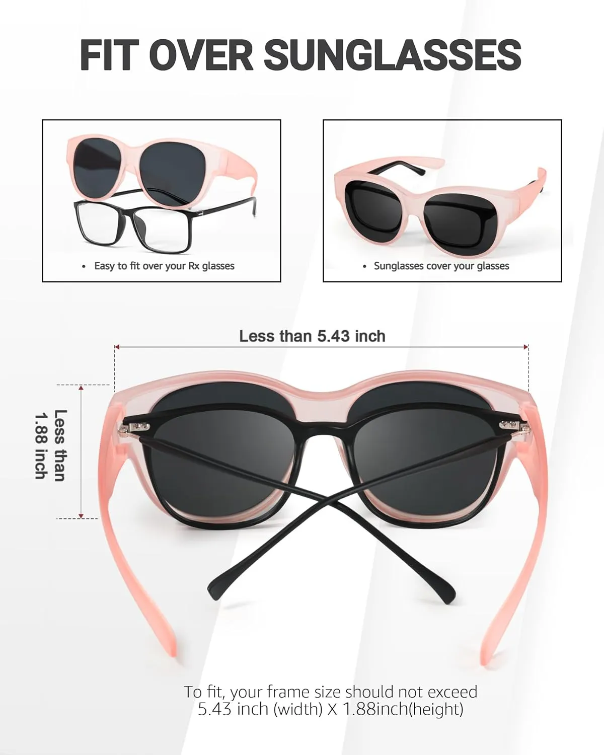 Polarized Fit Over Sunglasses for Women - Trendy Oversized Wear Over Glasses UV Protection for Driving IF5779