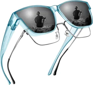 Polarized Sunglasses Fit Over Prescription Glasses for Men Women, Oversized Square Sunglasses, UV400 Protection