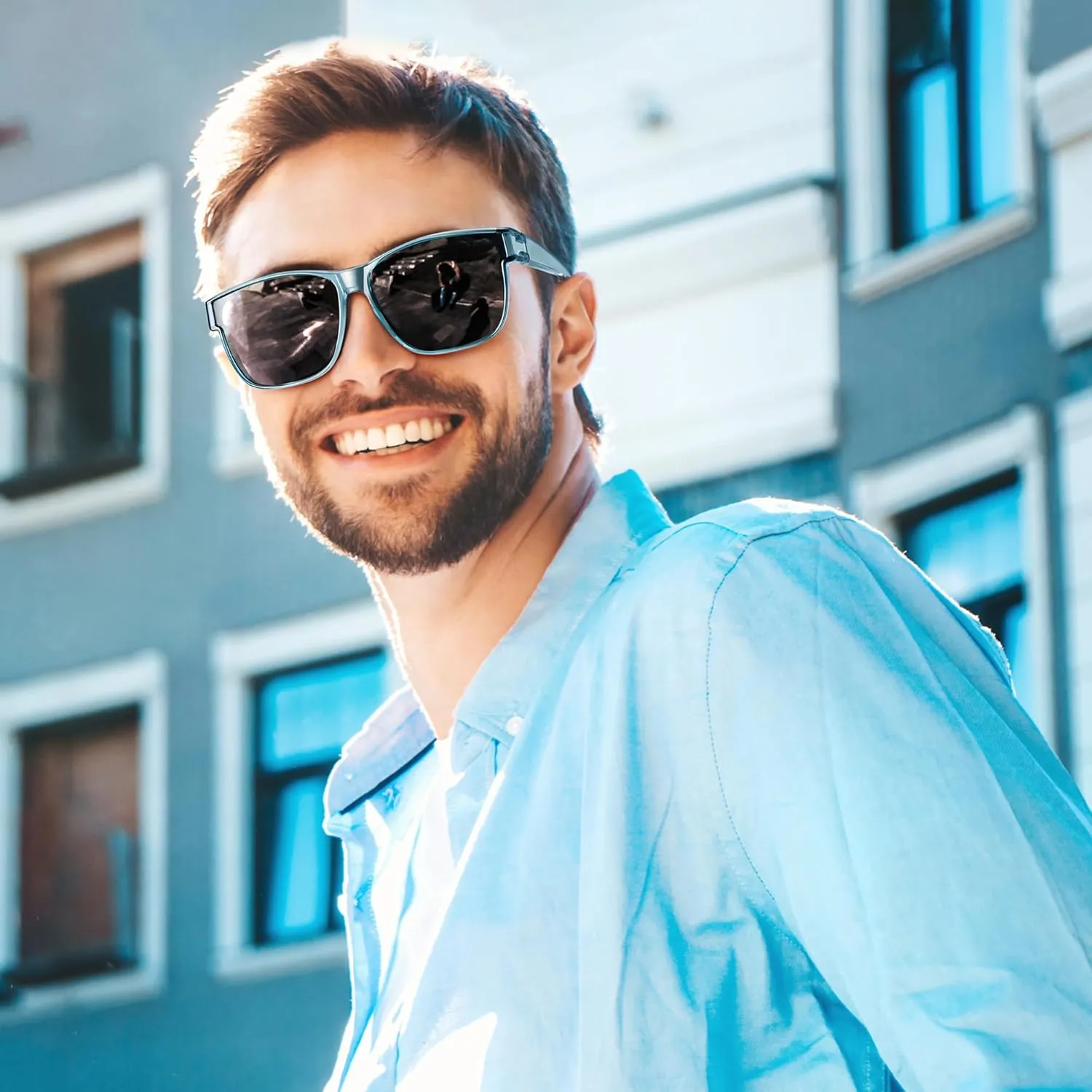 Polarized Sunglasses Fit Over Prescription Glasses for Men Women, Oversized Square Sunglasses, UV400 Protection