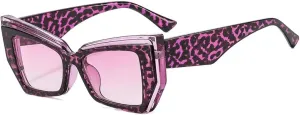 Popular Fashion Oversized Cat Eye Sunglasses Women Contrast Color Shades Uv400 Men Jelly Color Gradient
