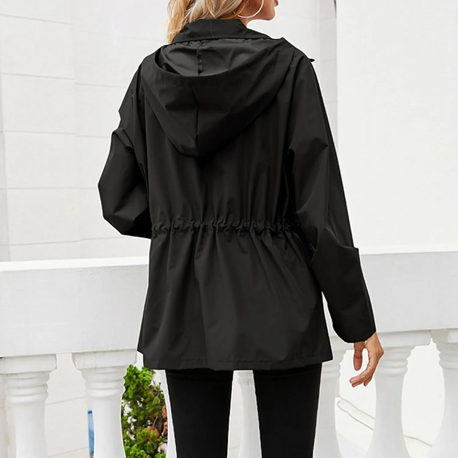 Rain Jacket Women Waterproof Raincoat Lightweight Rain Coats Hooded Windbreaker with Pocket for Outdoor Hiking Travel