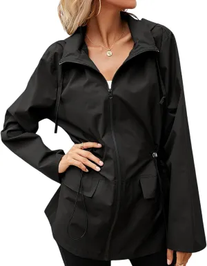 Rain Jacket Women Waterproof Raincoat Lightweight Rain Coats Hooded Windbreaker with Pocket for Outdoor Hiking Travel