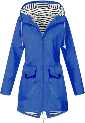 Rain Jacket Womens Waterproof with Hood Lightweight Packable Raincoat for Hiking Outdoor Windbreaker with Pockets