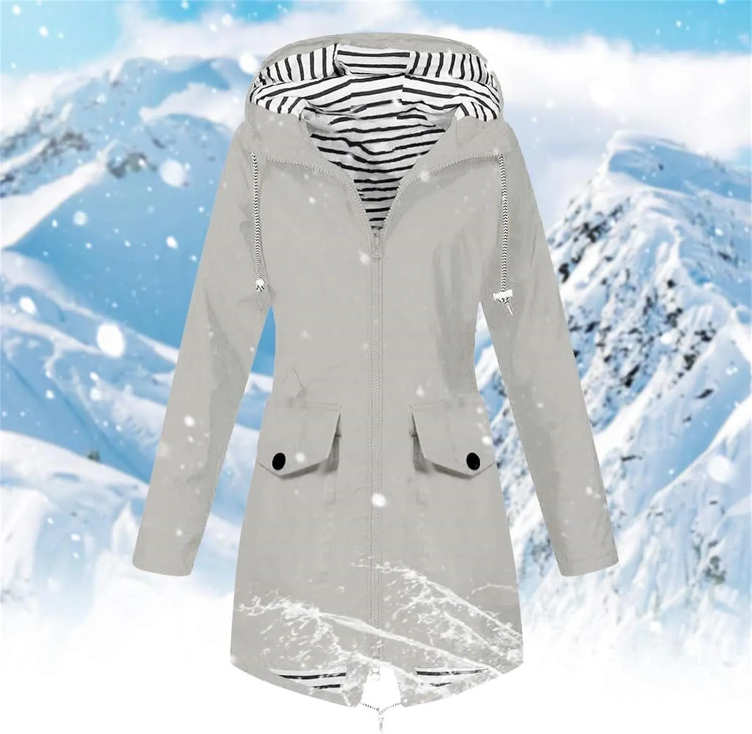 Rain Jacket Womens Waterproof with Hood Lightweight Packable Raincoat for Hiking Outdoor Windbreaker with Pockets