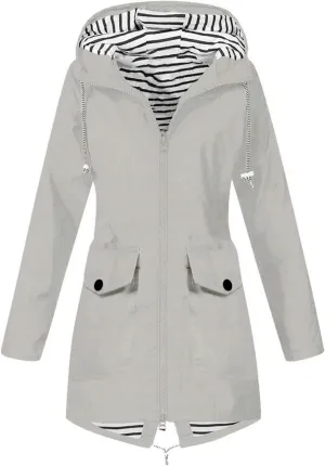 Rain Jacket Womens Waterproof with Hood Lightweight Packable Raincoat for Hiking Outdoor Windbreaker with Pockets