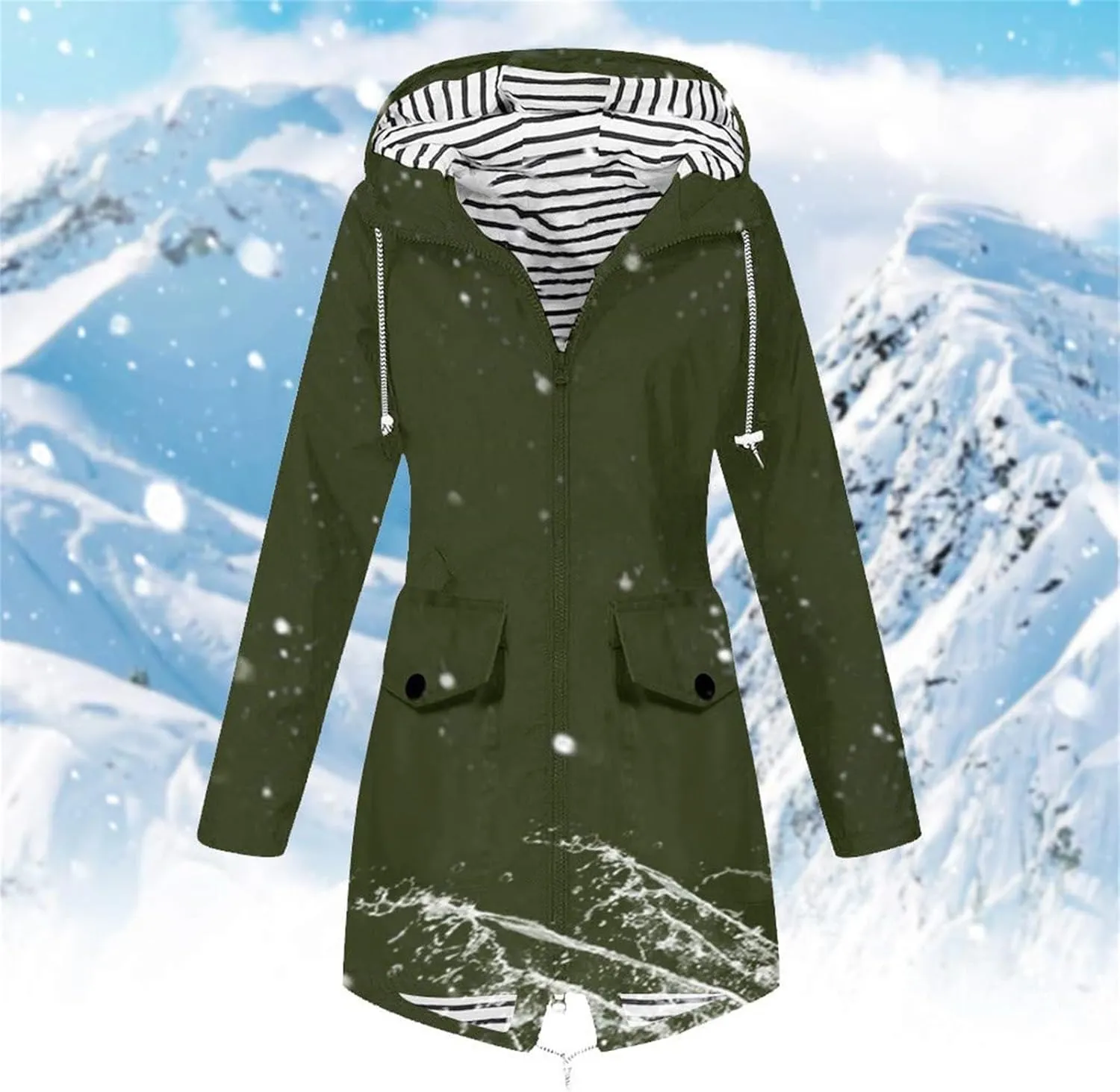 Rain Jacket Womens Waterproof with Hood Lightweight Packable Raincoat for Hiking Outdoor Windbreaker with Pockets