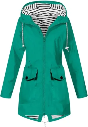 Rain Jacket Womens Waterproof with Hood Lightweight Packable Raincoat for Hiking Outdoor Windbreaker with Pockets