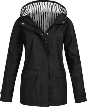 Rain Jackets for Women Waterproof Outdoor Hiking Raincoat Plus Size Lightweight Windbreaker Casual Hooded Jackets