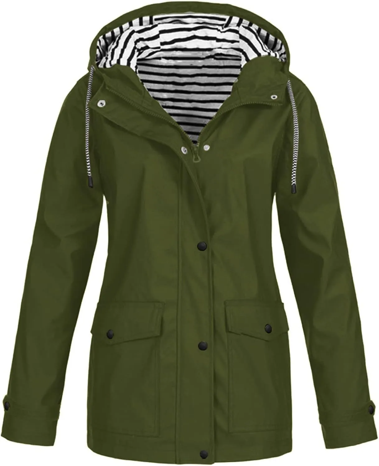 Raincoat For Women Waterproof Baggy Zip Up Lightweight Jacket With Pocket Fall Winter Windbreaker With Hood Solid 2024