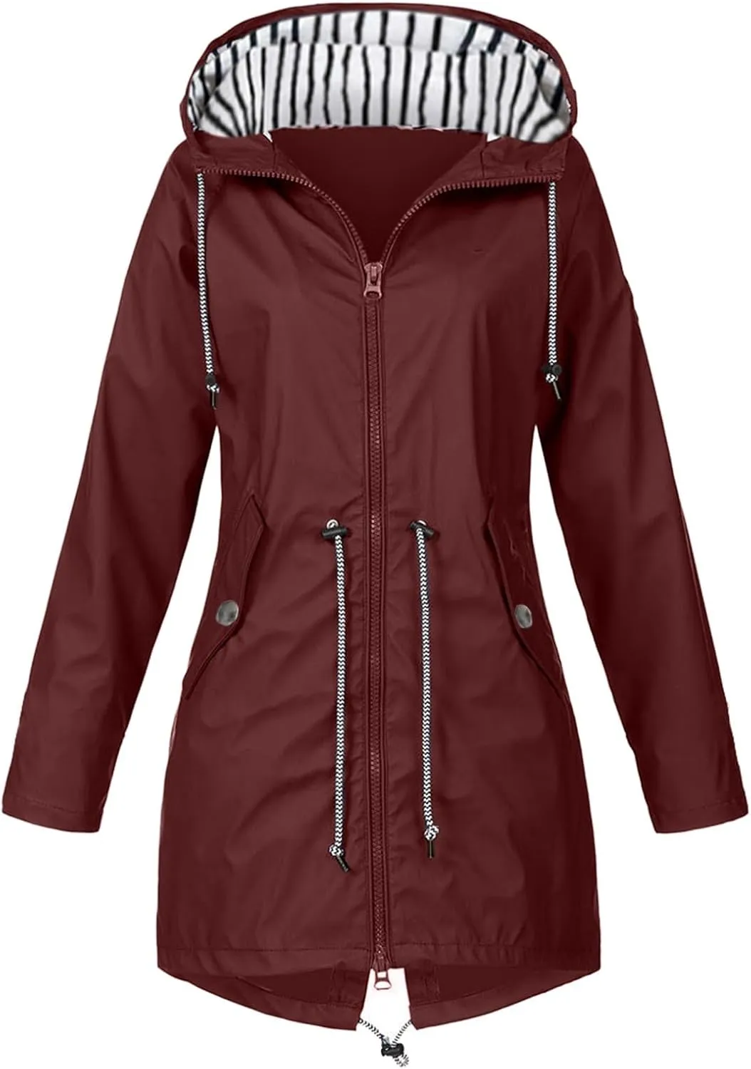 Raincoat Women Waterproof Long Hooded Trench Coats Lined Windbreaker Travel Jacket S-XXL