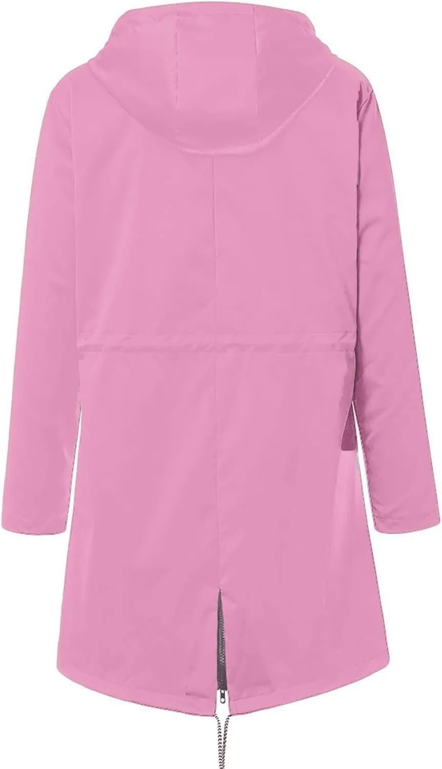Raincoats for Women with Hood Windbreaker Zipper Hoodies Rain Jacket Waterproof Lightweight Outdoor Rain Coats Pockets