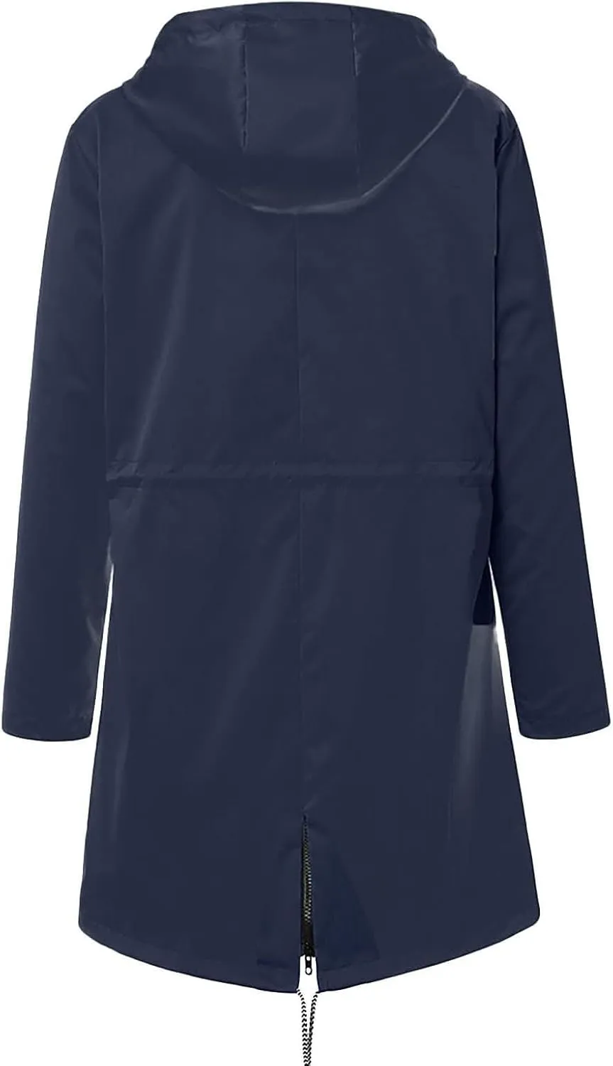 Raincoats for Women with Hood Windbreaker Zipper Hoodies Rain Jacket Waterproof Lightweight Outdoor Rain Coats Pockets