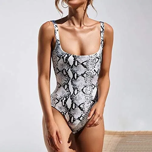 RanRui Leopard Backless Scoop Neck High Cut One-Piece Swimsuit for Women  Tummy Control, Sexy High-Cut Bathing Suit