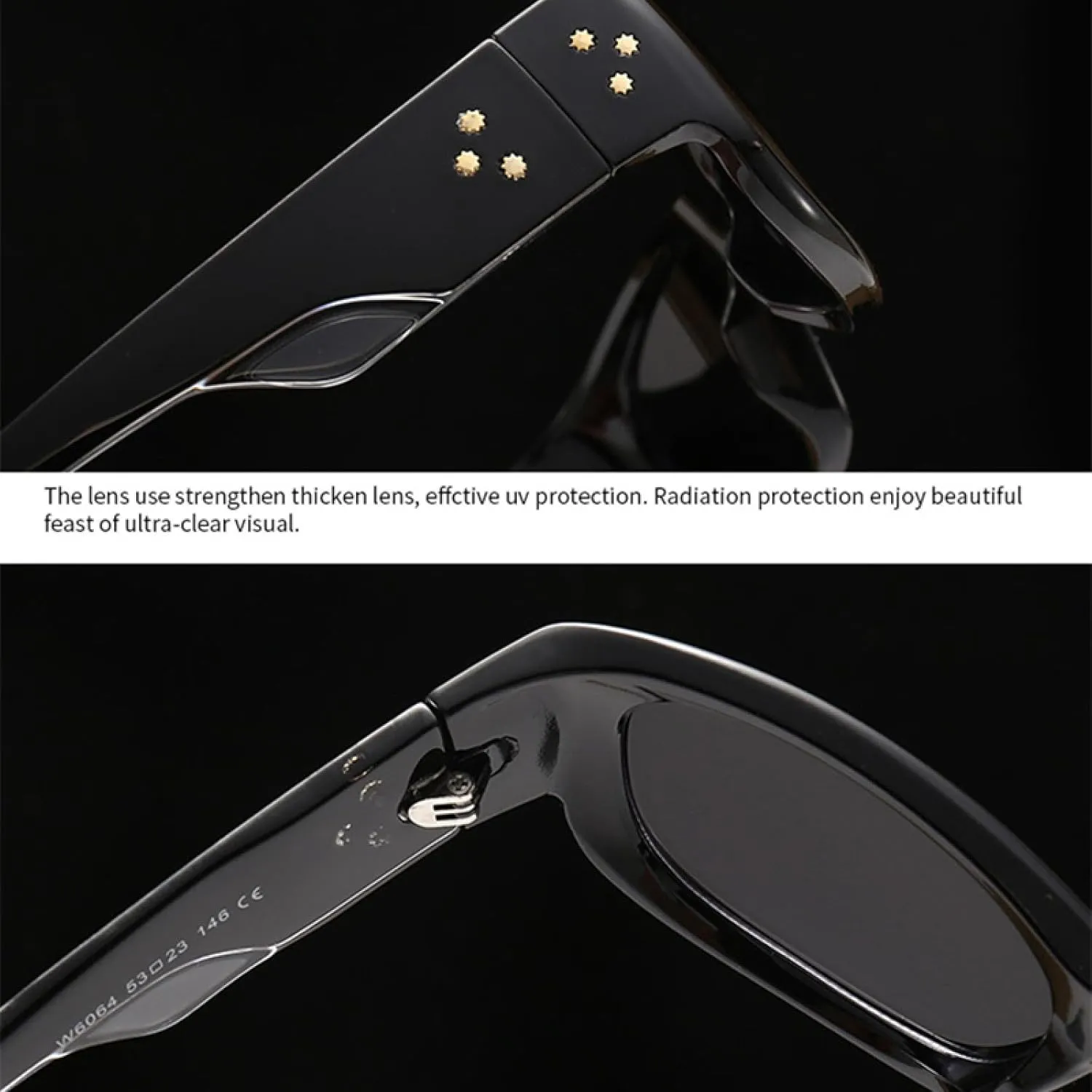 Rectangle Rivets Men Punk Sunglasses Vintage Women Uv400