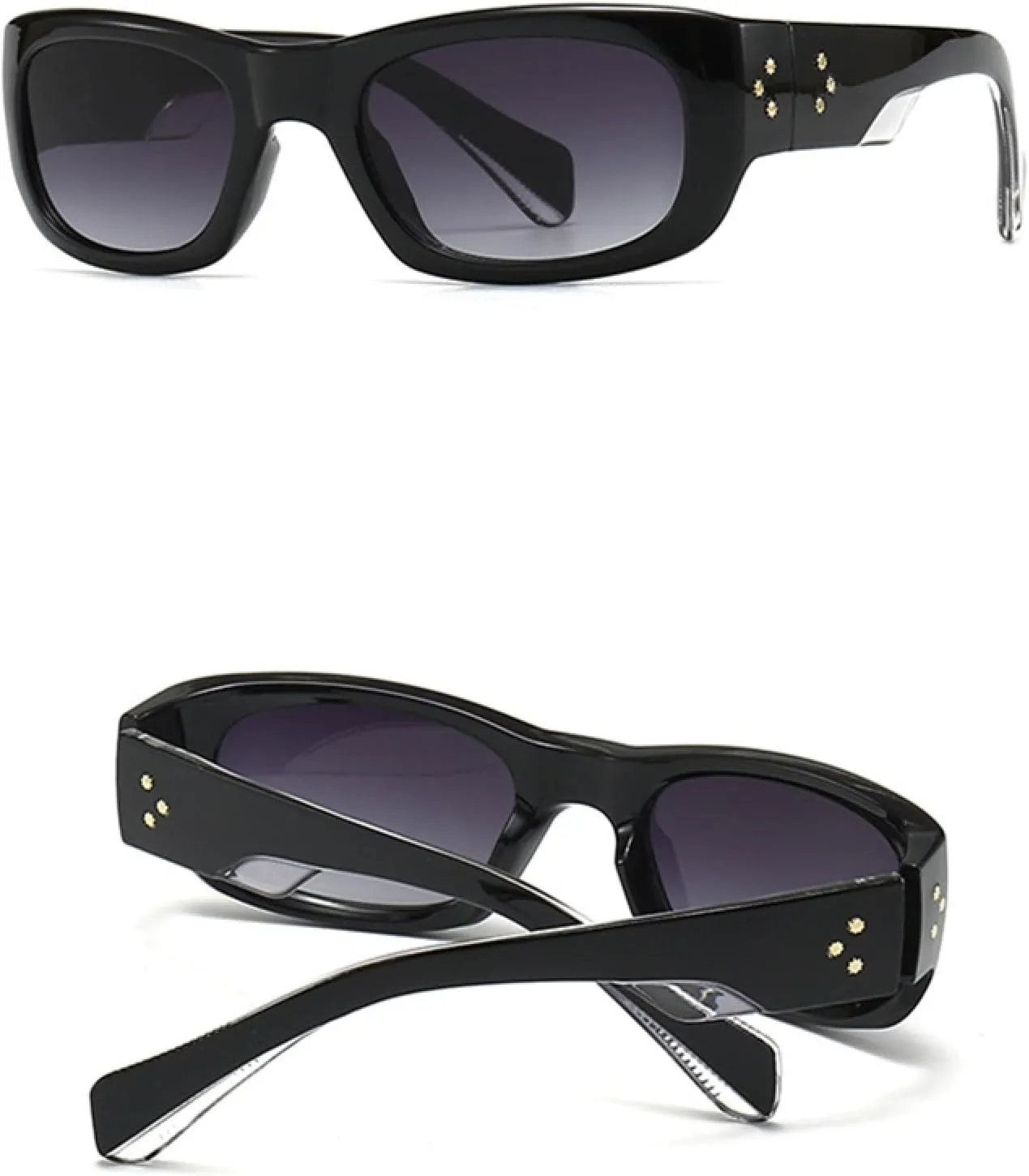Rectangle Rivets Men Punk Sunglasses Vintage Women Uv400