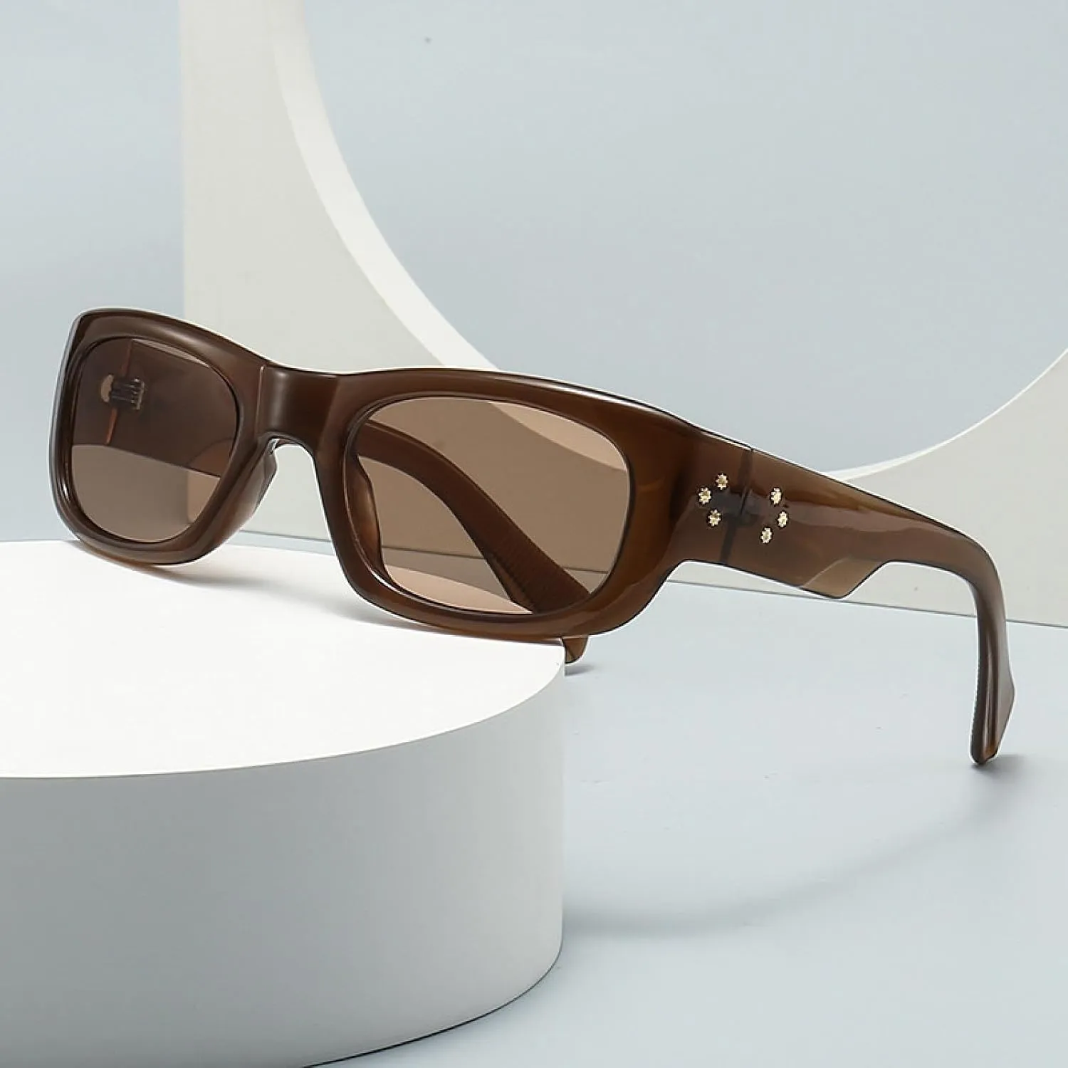 Rectangle Rivets Men Punk Sunglasses Vintage Women Uv400