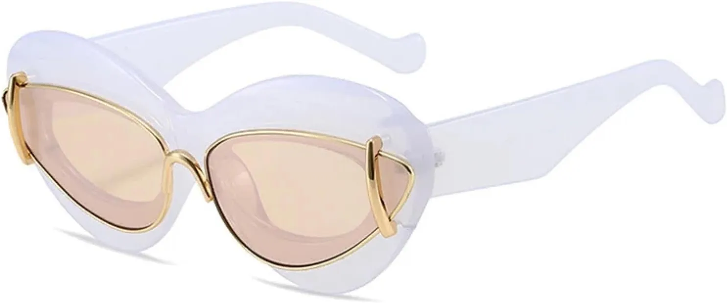 Retro Oversized Cat Eye Women Sunglasses Fashion Men Unique Lens Uv400