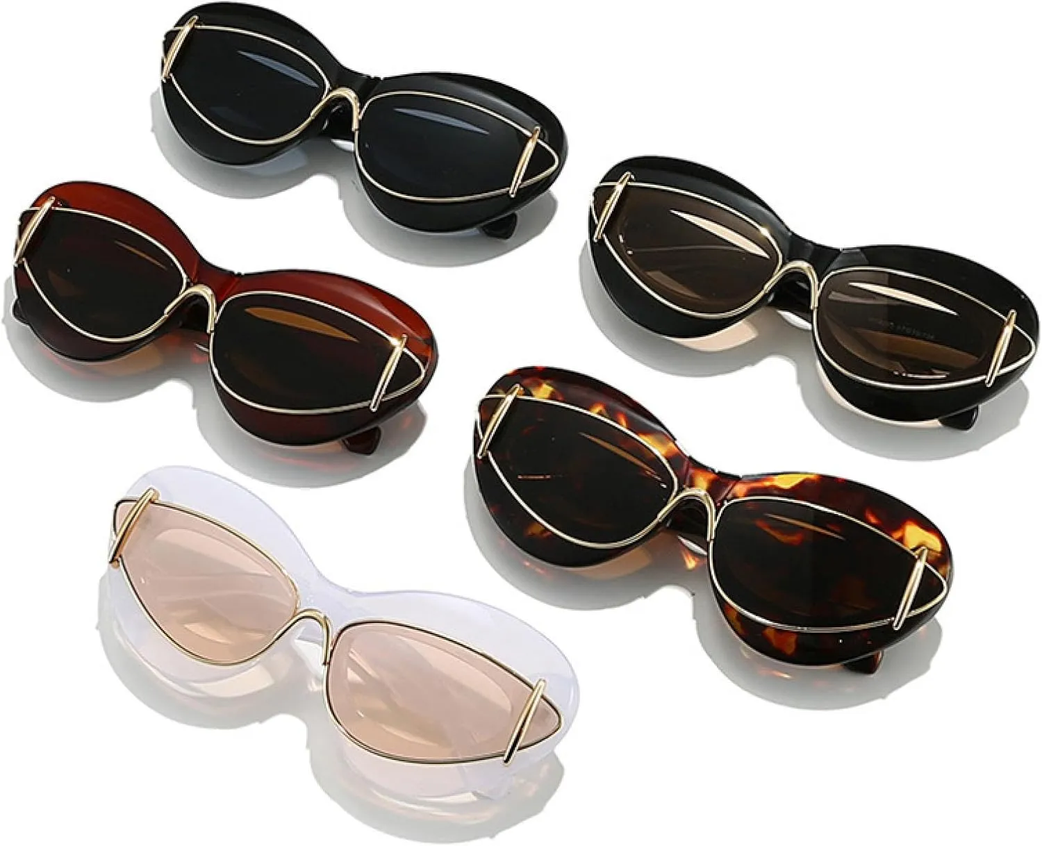 Retro Oversized Cat Eye Women Sunglasses Fashion Men Unique Lens Uv400