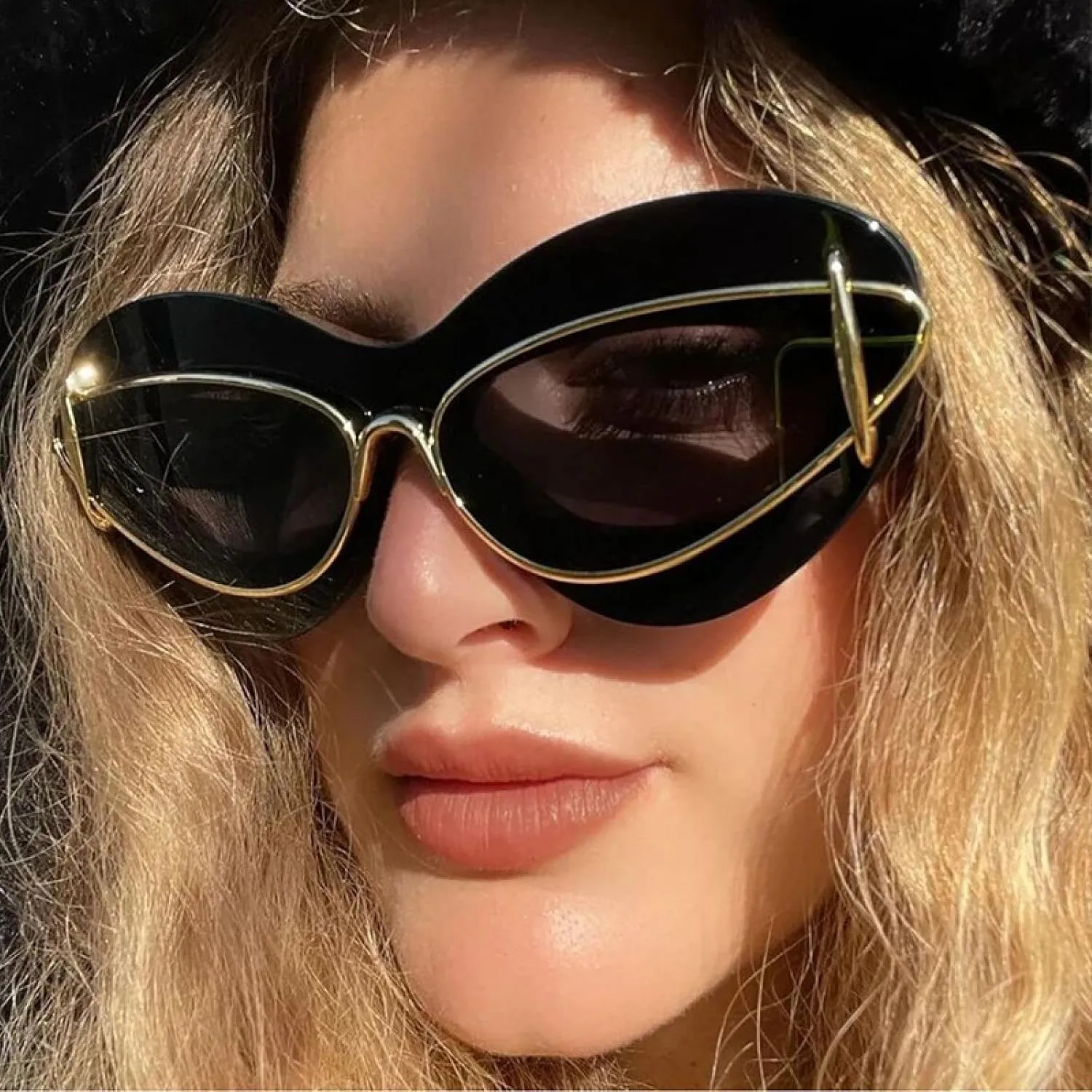 Retro Oversized Cat Eye Women Sunglasses Fashion Men Unique Lens Uv400