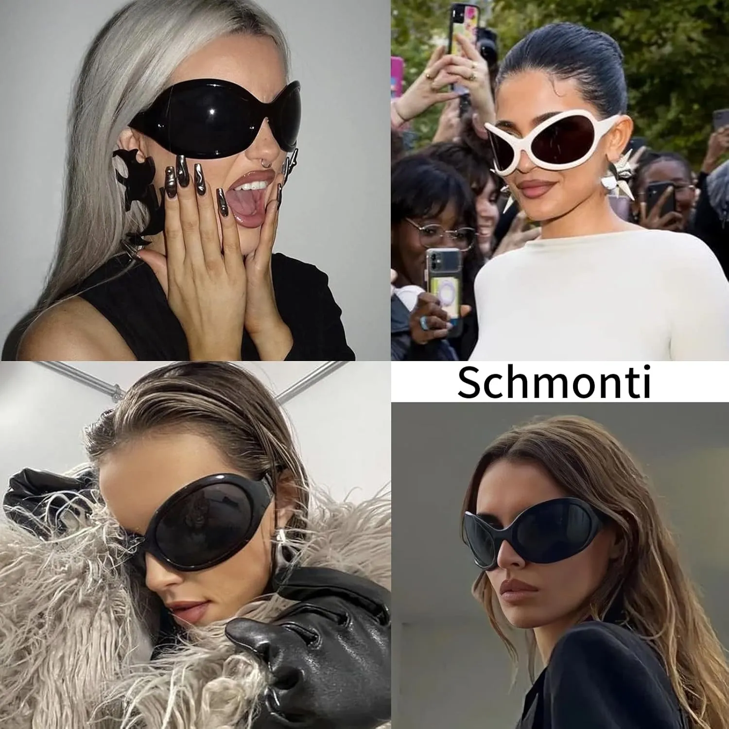Retro Oversized Wrap Around Sunglasses for Women Men Y2K Trendy Black Oval Shades Frame Shield Sun Glasses